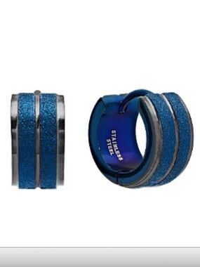 SteelTime | Black & Blue Huggie Earrings 🖤